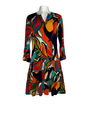 3 tiers shoulder yoke ruffle sleeve dress