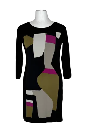 3/4 sleeve banded lined dress
