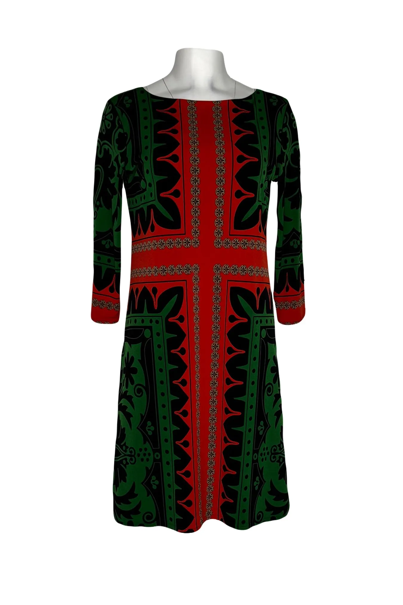 3/4 sleeve lined knee length dress