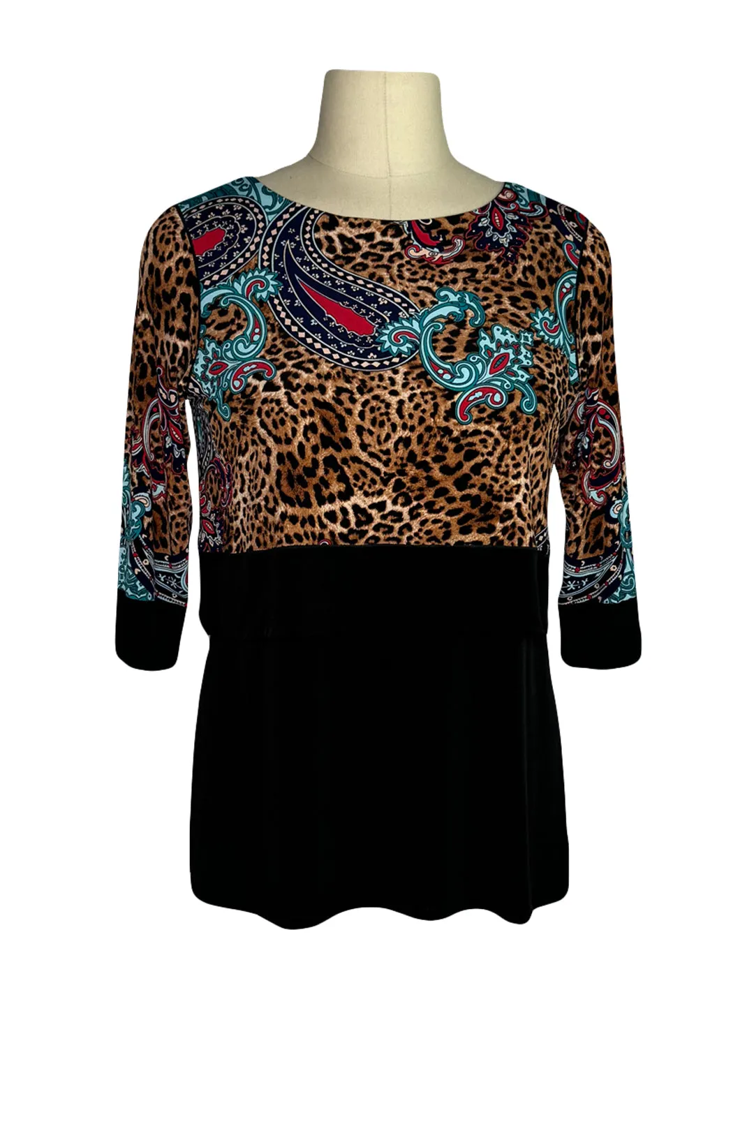 3/4 sleeve side slit banded tunic
