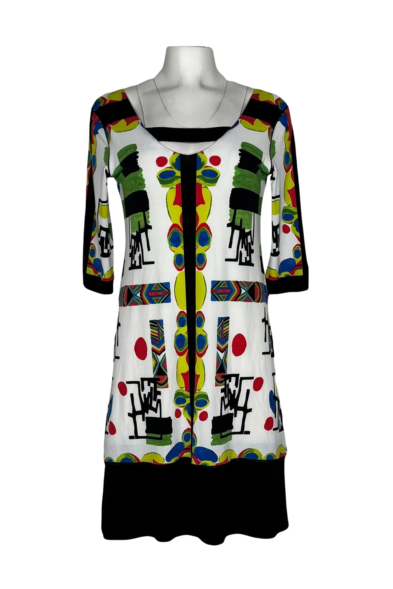 3/4 sleeve v neck double layer dress