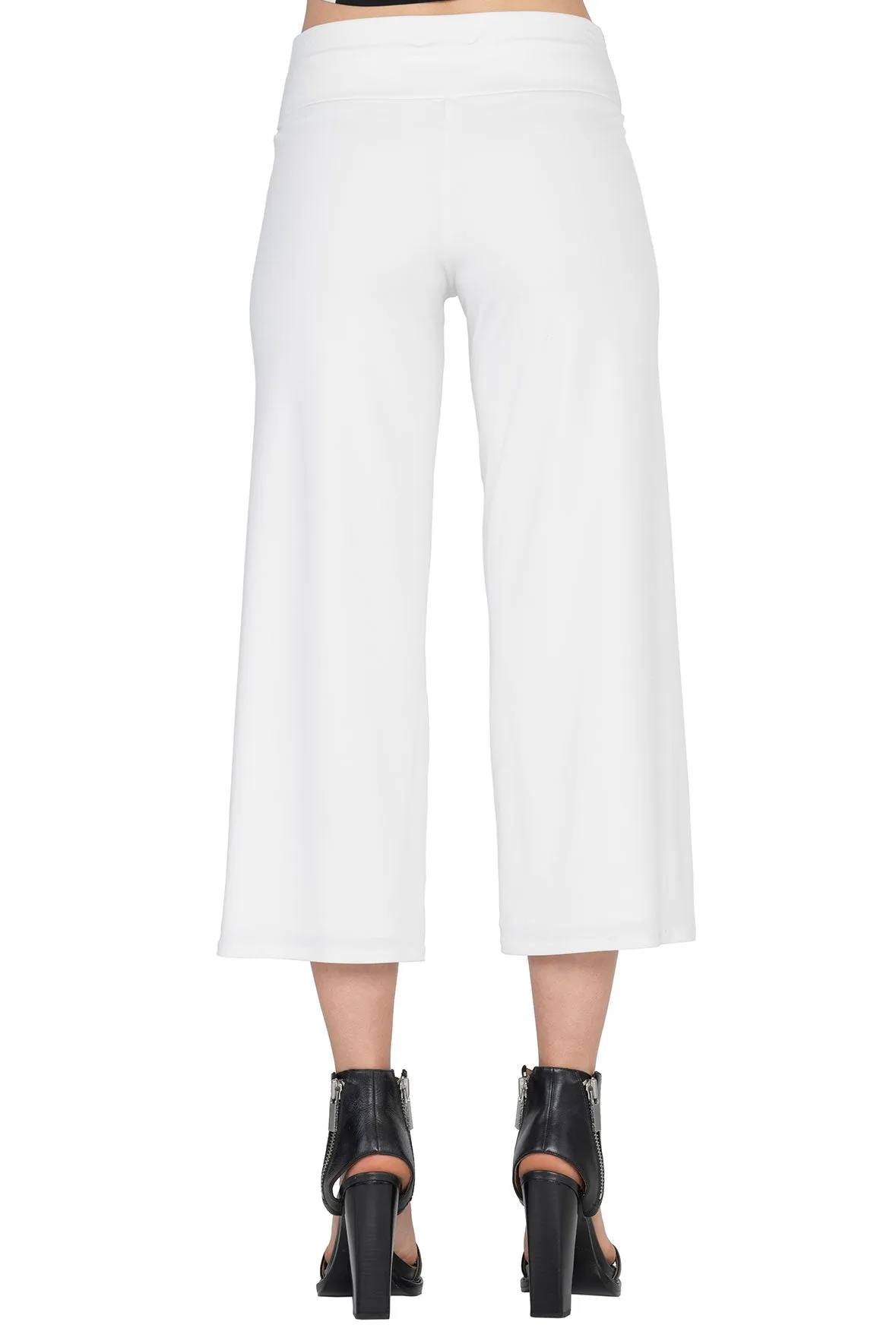 3.5" Yoke Straight Cropped High Elastic Waist Lined Pants
