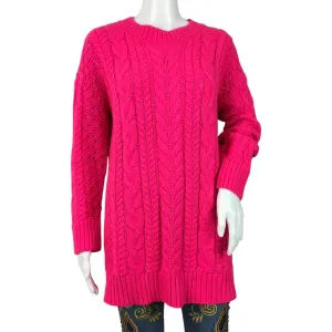 Alice   Olivia Women's Lennie Cable Long Sleeve Sweater Dress Wild Pink Sz S