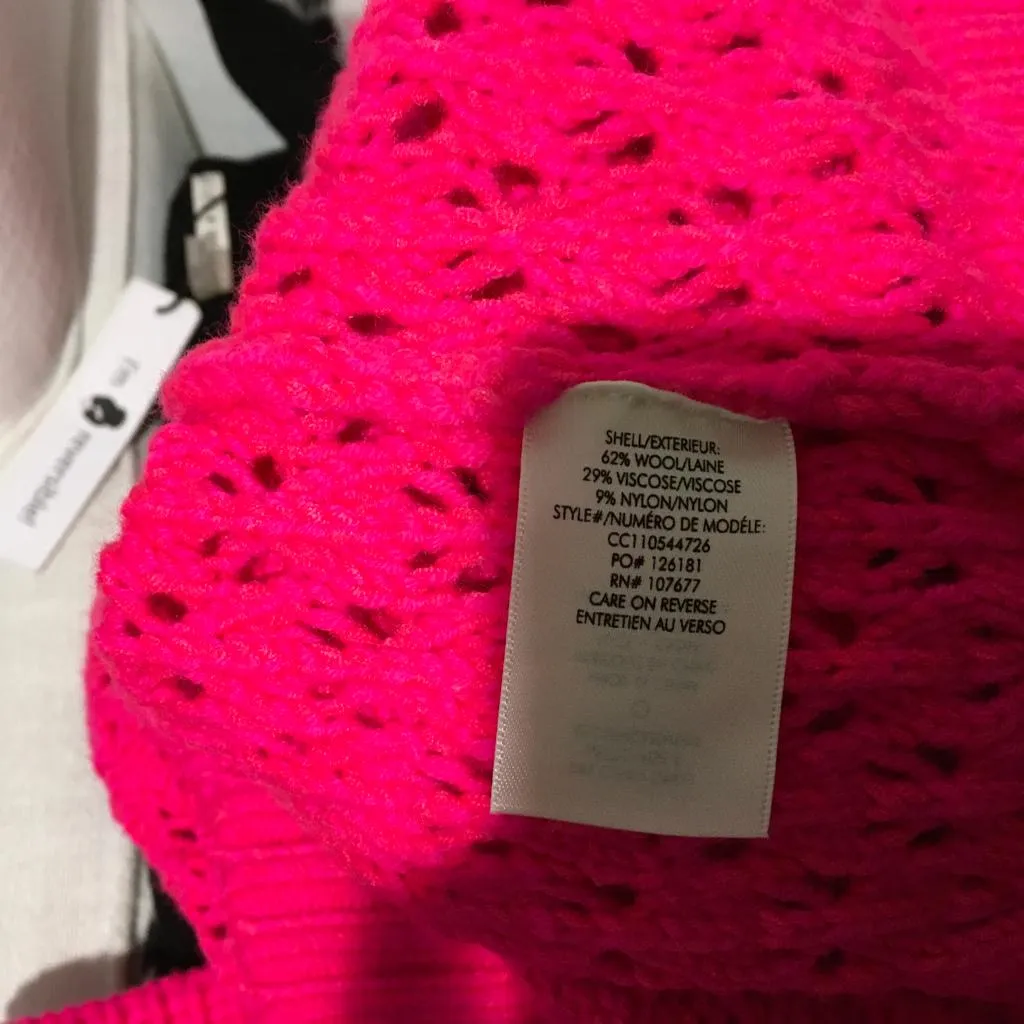 Alice   Olivia Women's Lennie Cable Long Sleeve Sweater Dress Wild Pink Sz S