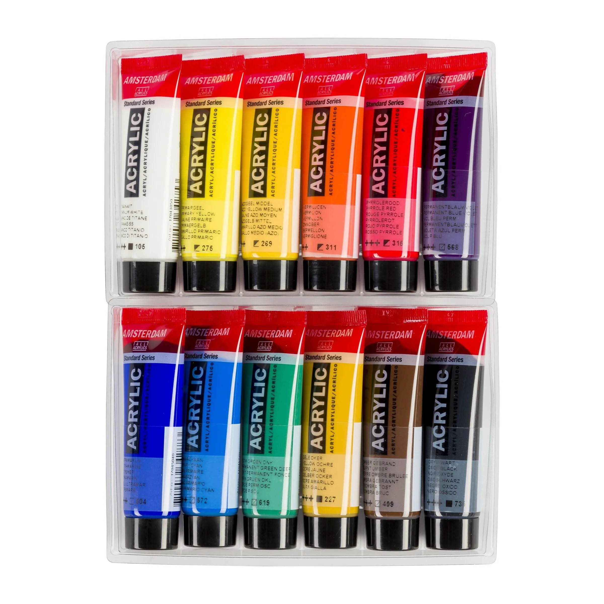 Amsterdam Acrylic Paint Set of 12 Colors, 20ml Tubes