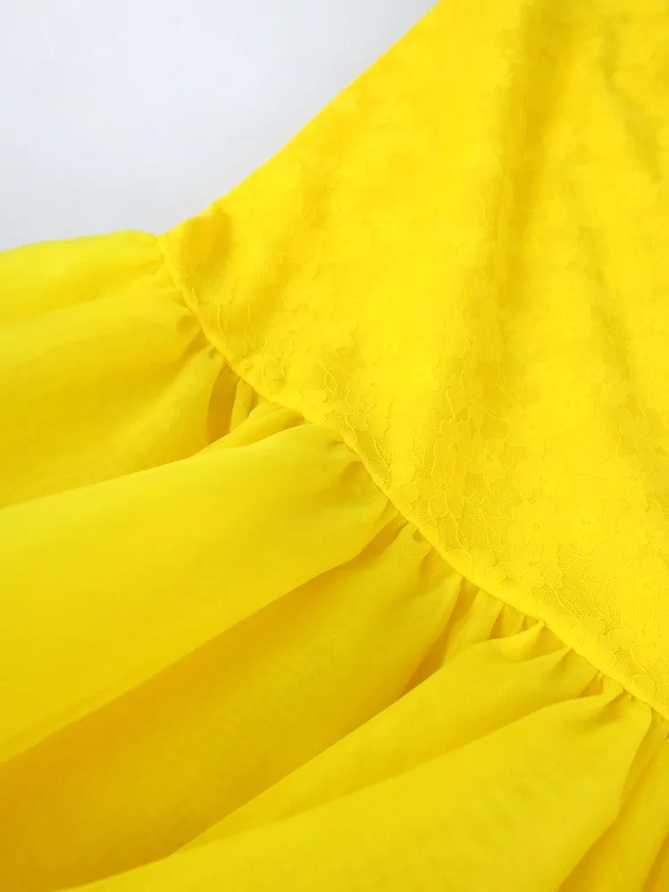 AOMEIDRESS Sexy Tube Top Party Dress for Women Off Shoulder Yellow