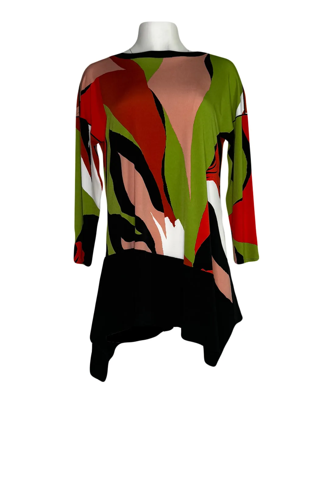 Asymmetric 3/4 sleeve single layer tunic