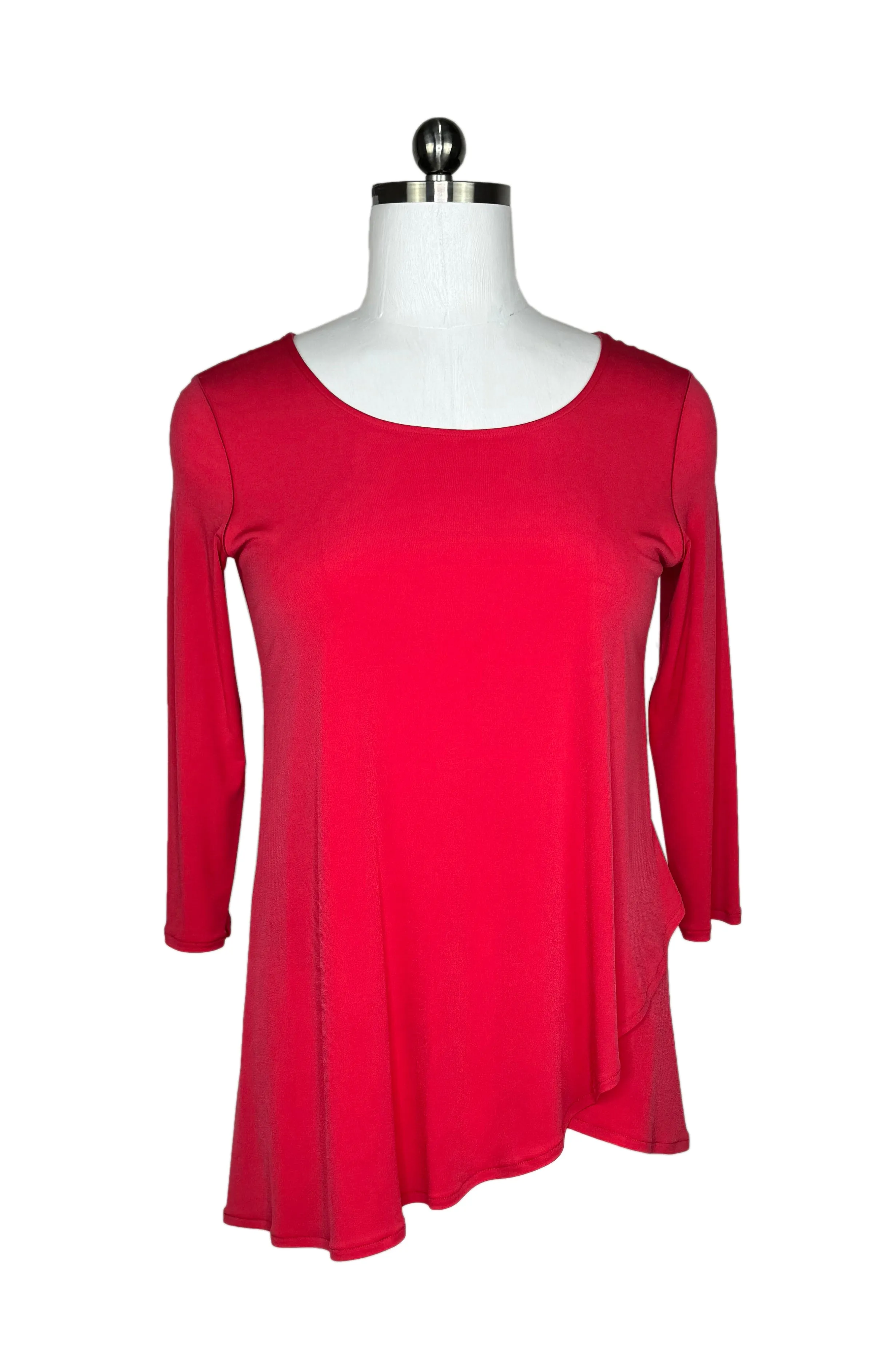 Asymmetric boatneck 3/4 sleeve tunic