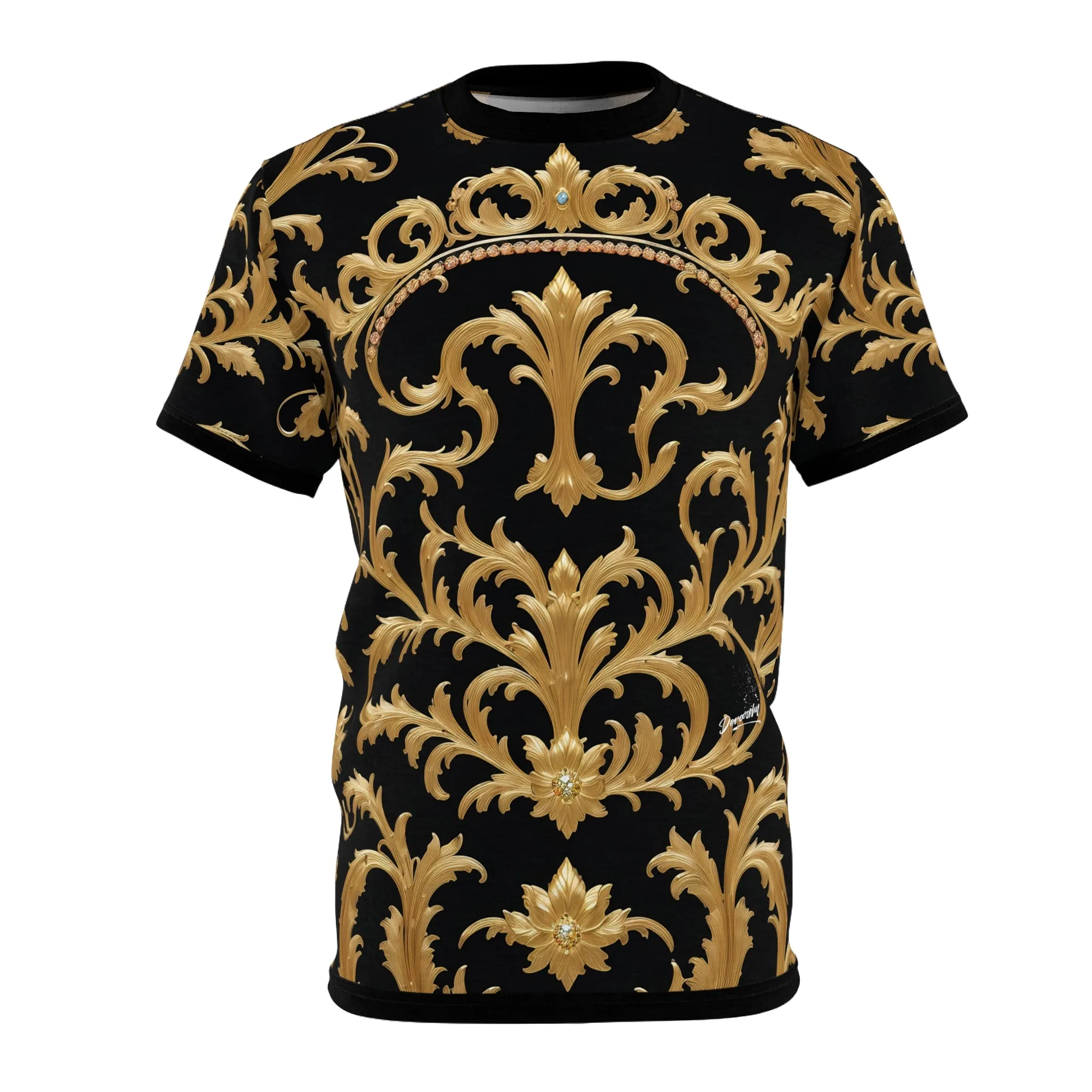 Baroque Gold T-Shirt Unisex All Over Print Tee Gold and Black Unisex T-Shirt | 00019