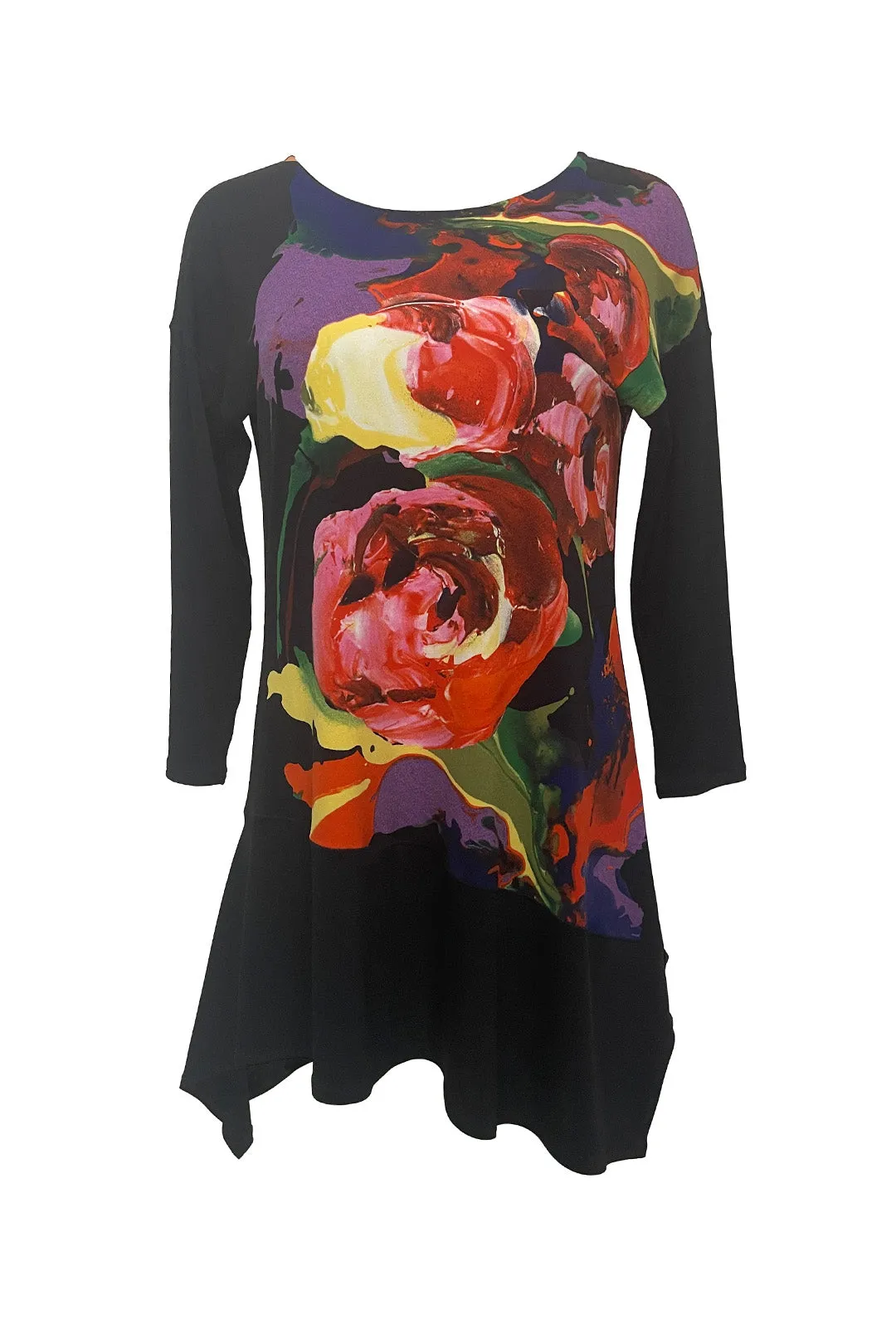 BOAT NECK SINGLE LAYERED BANDED BOTTOM TUNIC