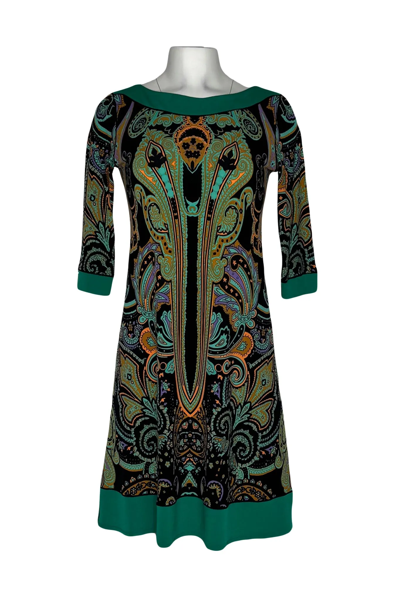 Boatneck 3/4 sleeve single layer dress