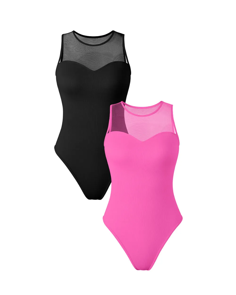 Crew Neck Mesh  Bodysuits