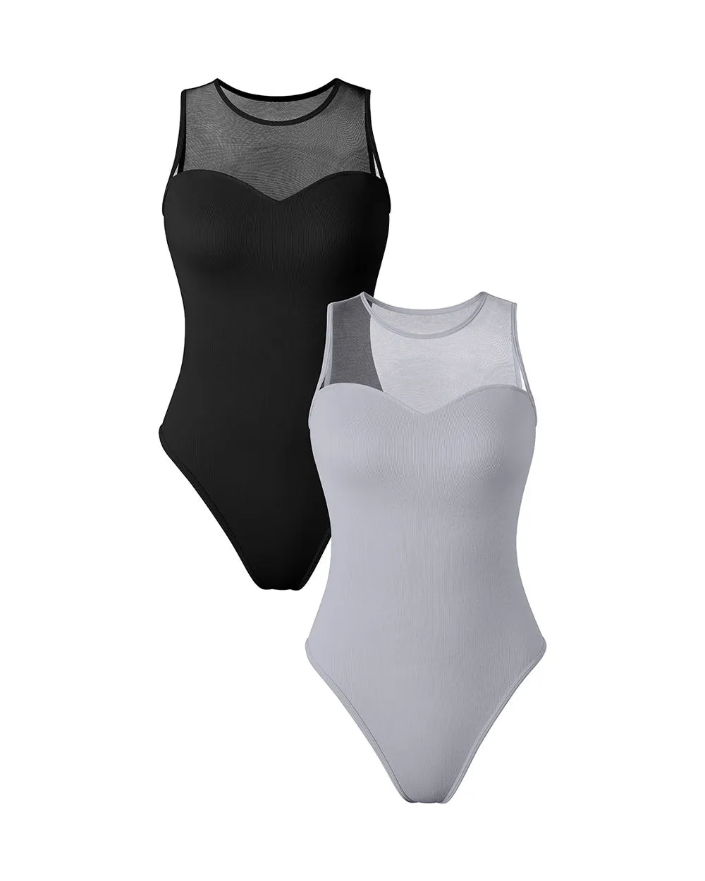 Crew Neck Mesh  Bodysuits
