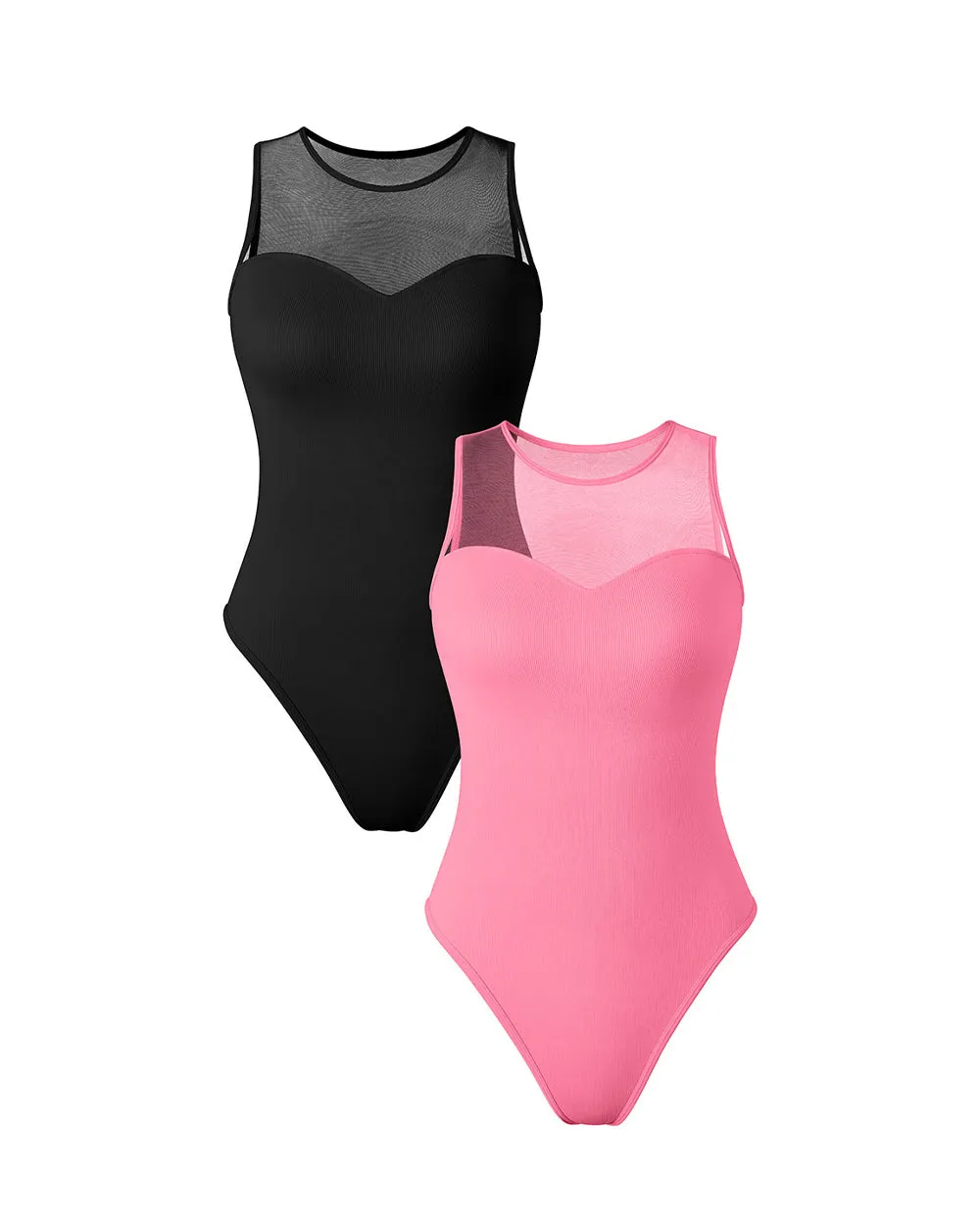 Crew Neck Mesh  Bodysuits