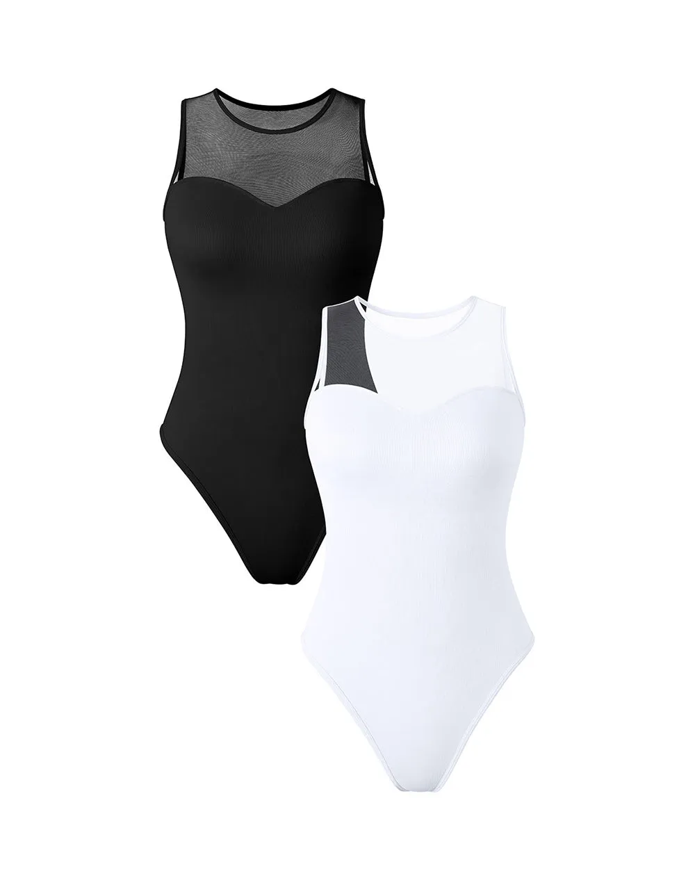 Crew Neck Mesh  Bodysuits