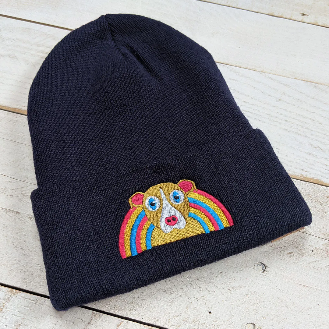 Dog with Rainbow - Cuffed Beanie Hat