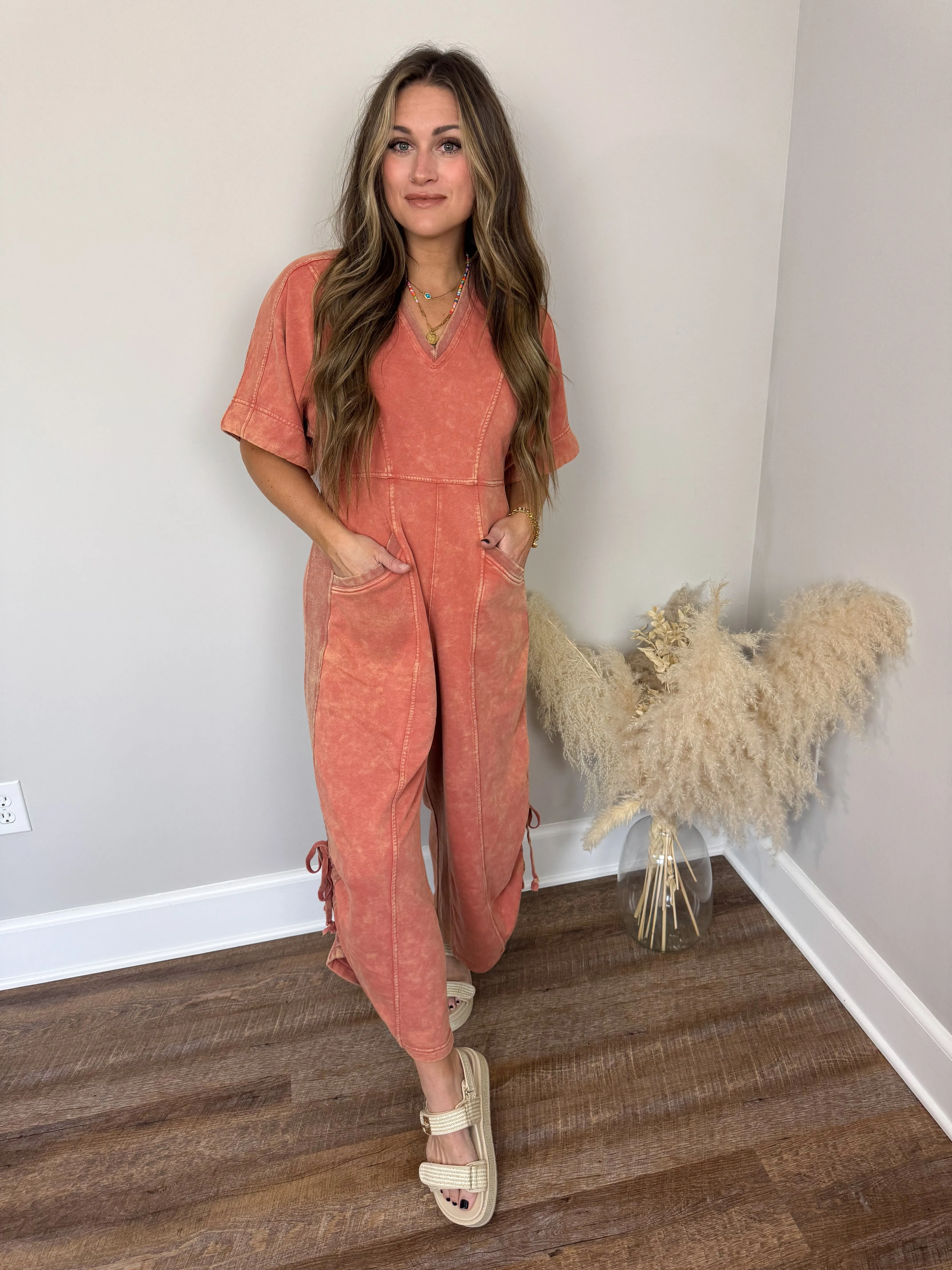 Estate V-Neck Jumpsuit | Spice