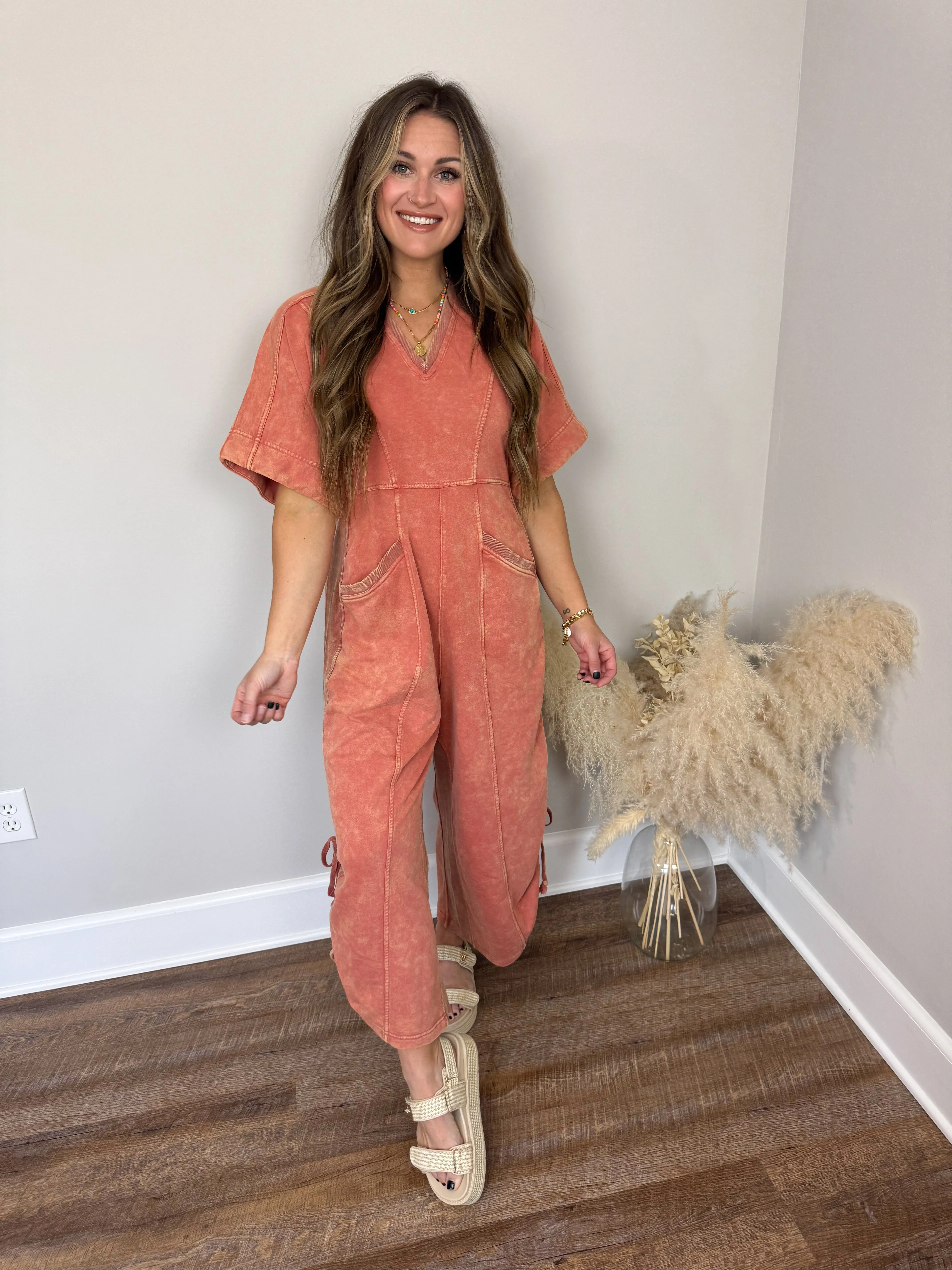 Estate V-Neck Jumpsuit | Spice