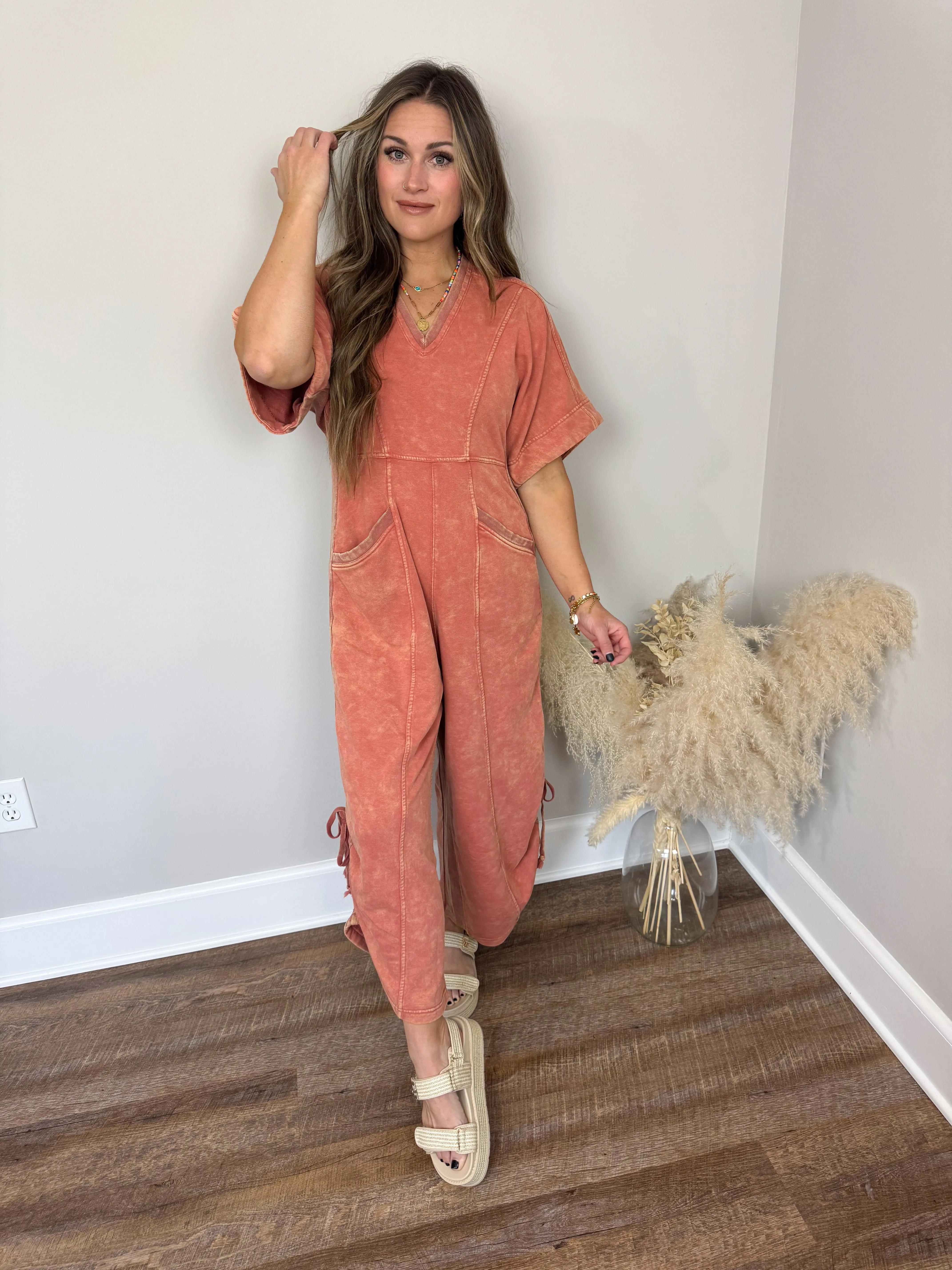 Estate V-Neck Jumpsuit | Spice