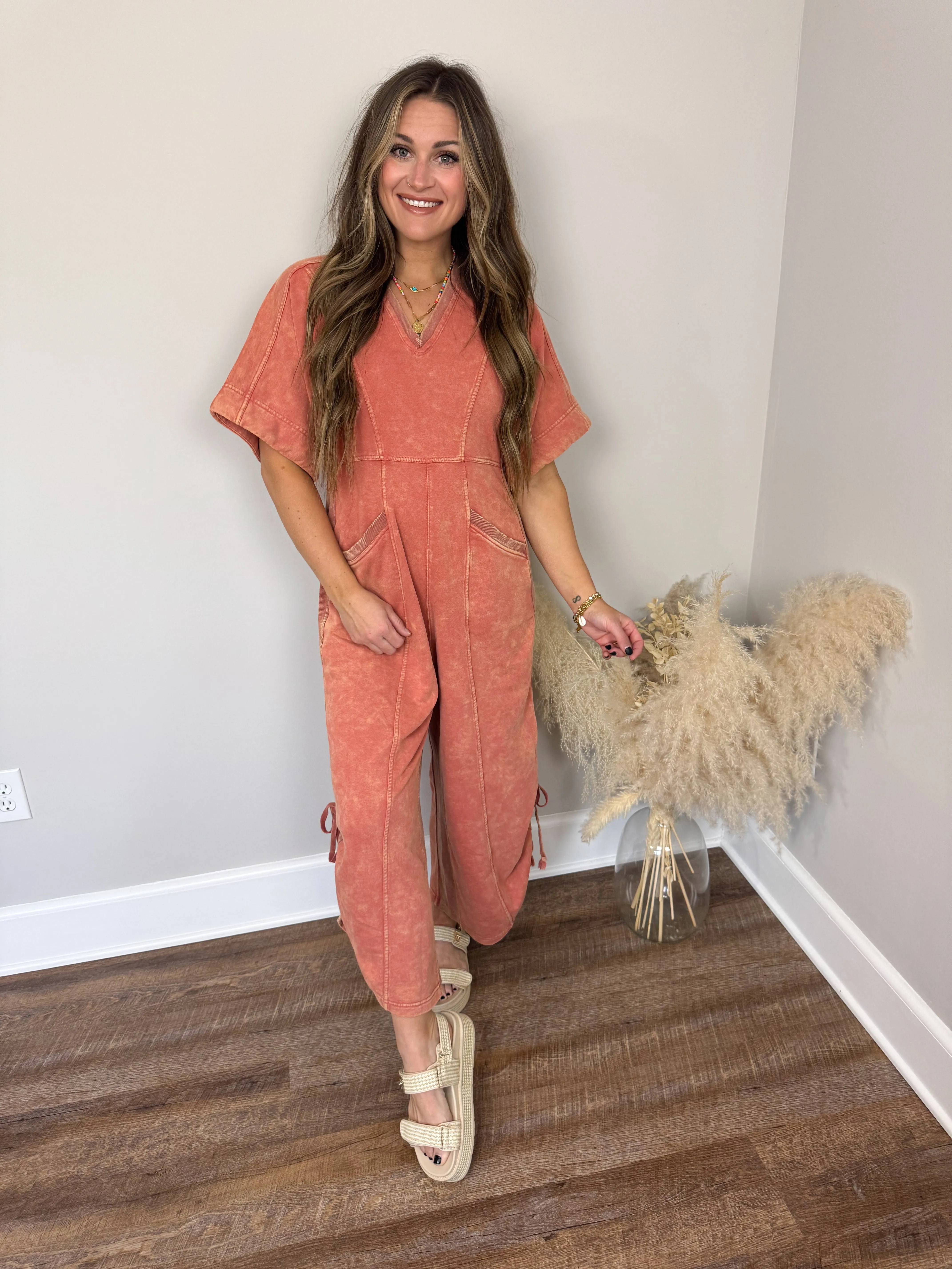 Estate V-Neck Jumpsuit | Spice