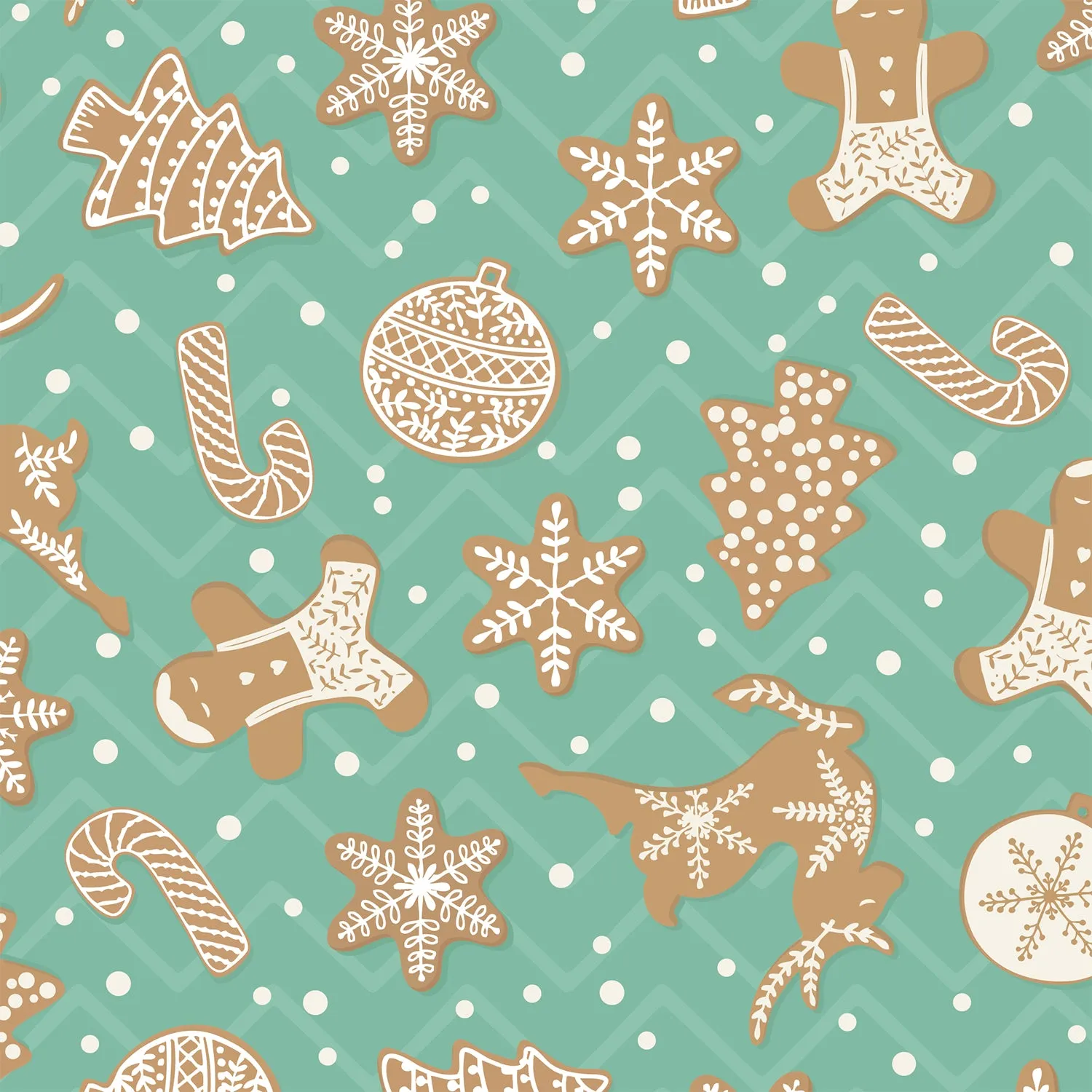 Gingersnap in Cyan Flat Wrapping Paper Sheet 19.7" X 27.6"