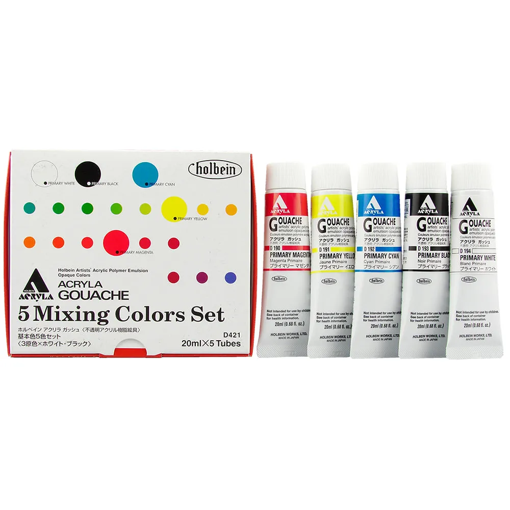 Holbein Acryla Gouache 5-Color 20ml Mixing Colors Set