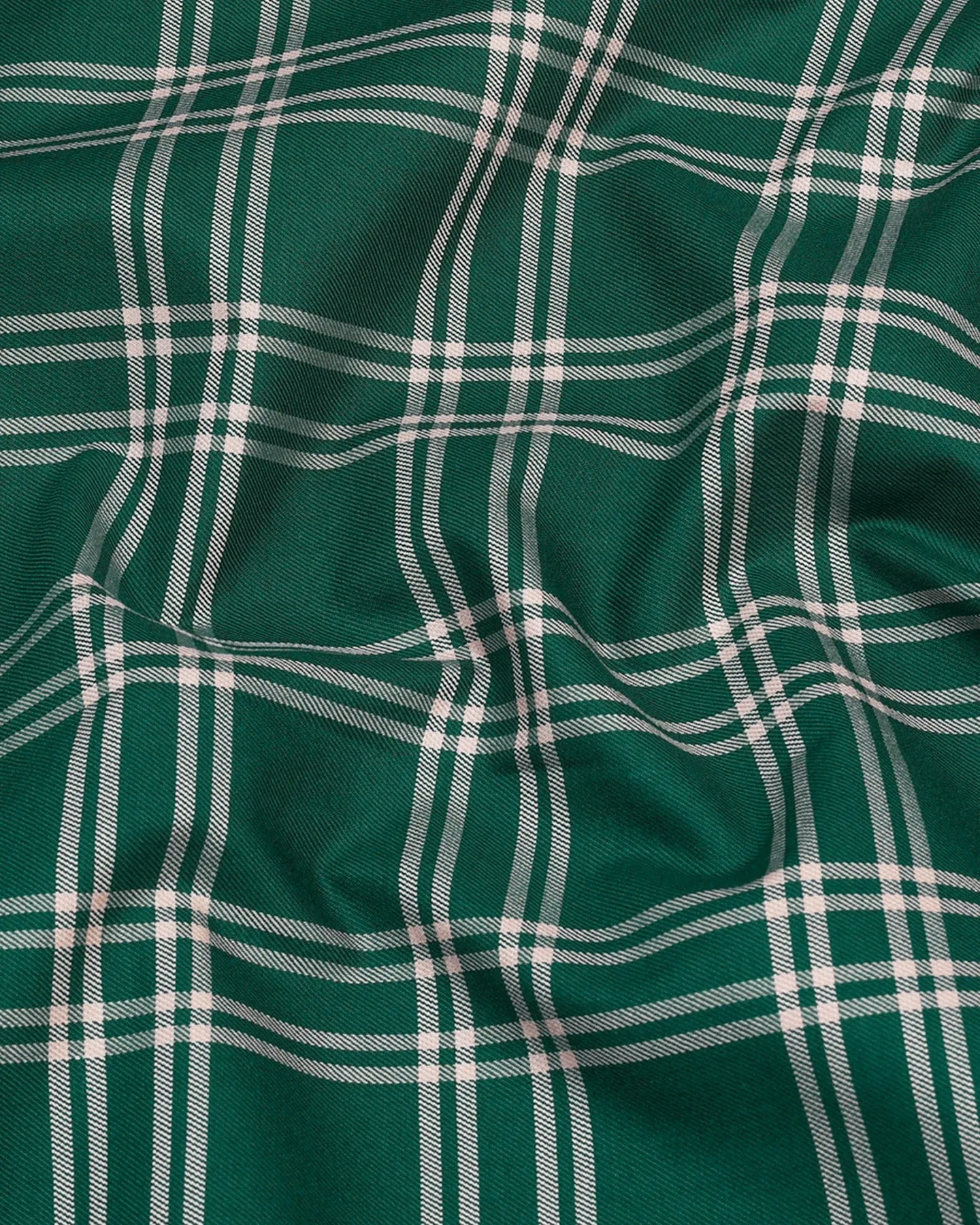 Milos Green With Cream Twill Check Cotton Shirt