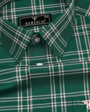 Milos Green With Cream Twill Check Cotton Shirt