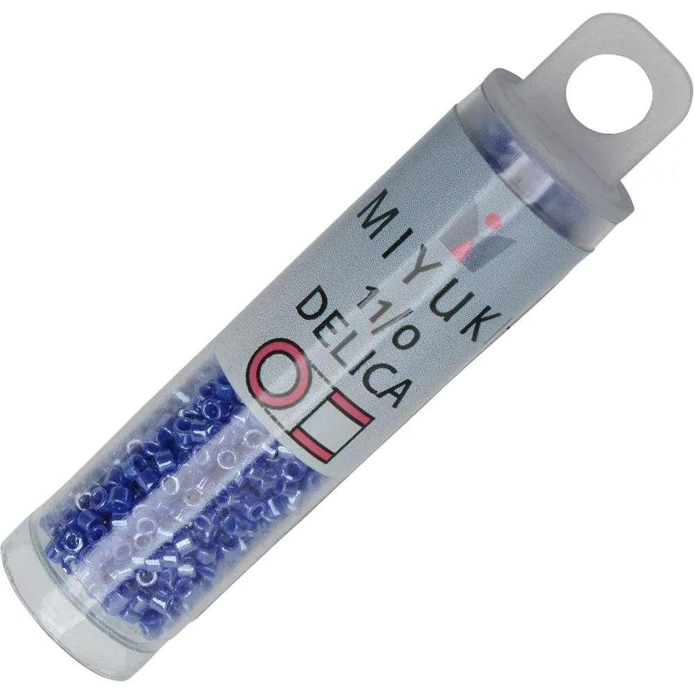Miyuki Delica Seed Beads, 11/0 Size, #1569 Opaque Cyan Blue Luster (2.5" Tube)