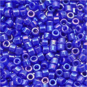 Miyuki Delica Seed Beads, 11/0 Size, #1578 Opaque Cyan Blue AB (7.2 Gram Tube)