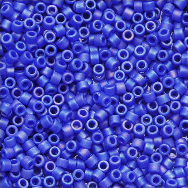 Miyuki Delica Seed Beads, 11/0 Size, Matte Opaque Cyan Blue AB DB1597 (7.2 Grams)
