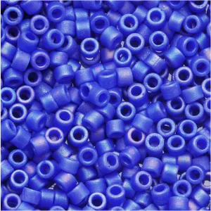 Miyuki Delica Seed Beads, 11/0 Size, Matte Opaque Cyan Blue AB DB1597 (7.2 Grams)