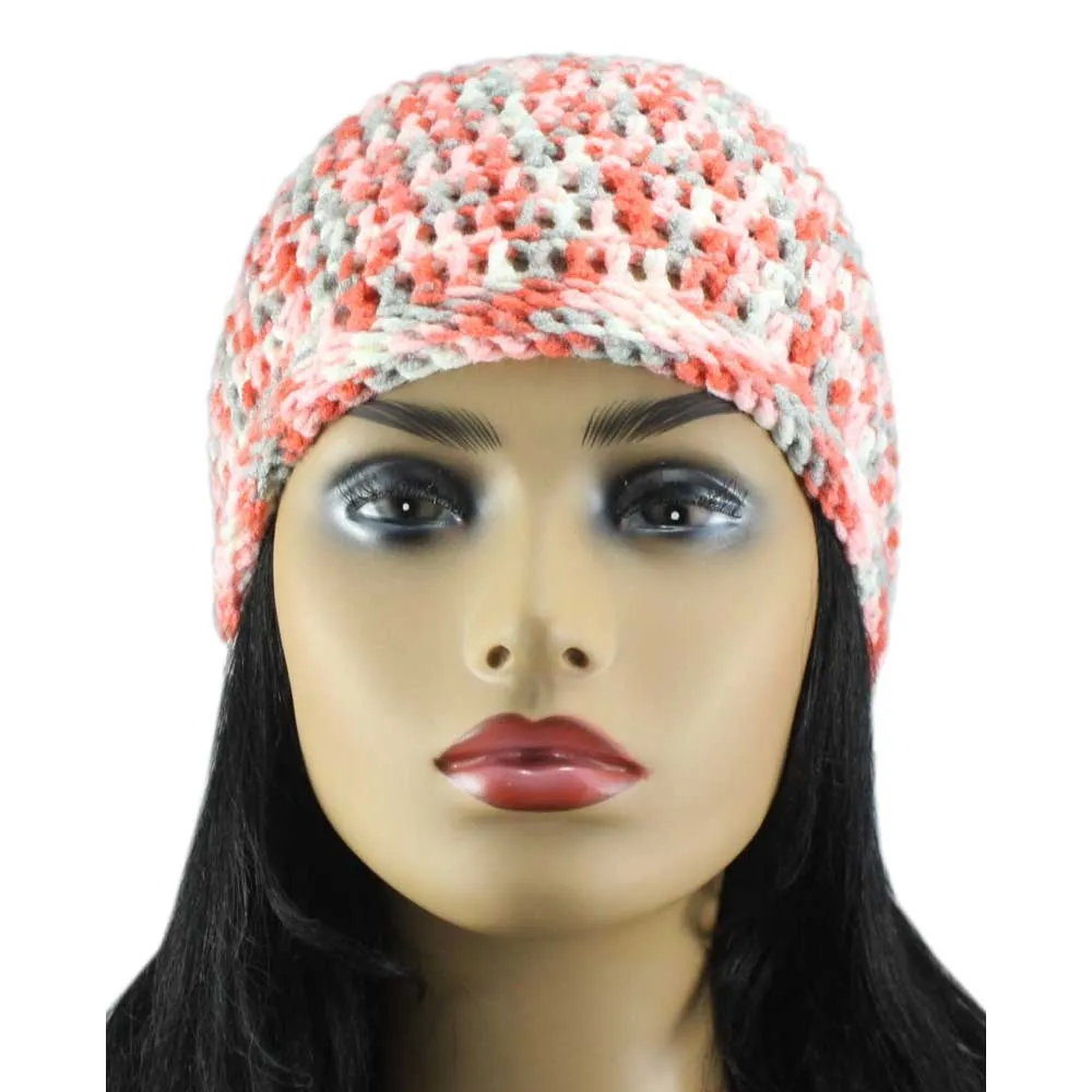Orange and Gray Crochet Beanie Hat Medium/Large - JMCH13ML
