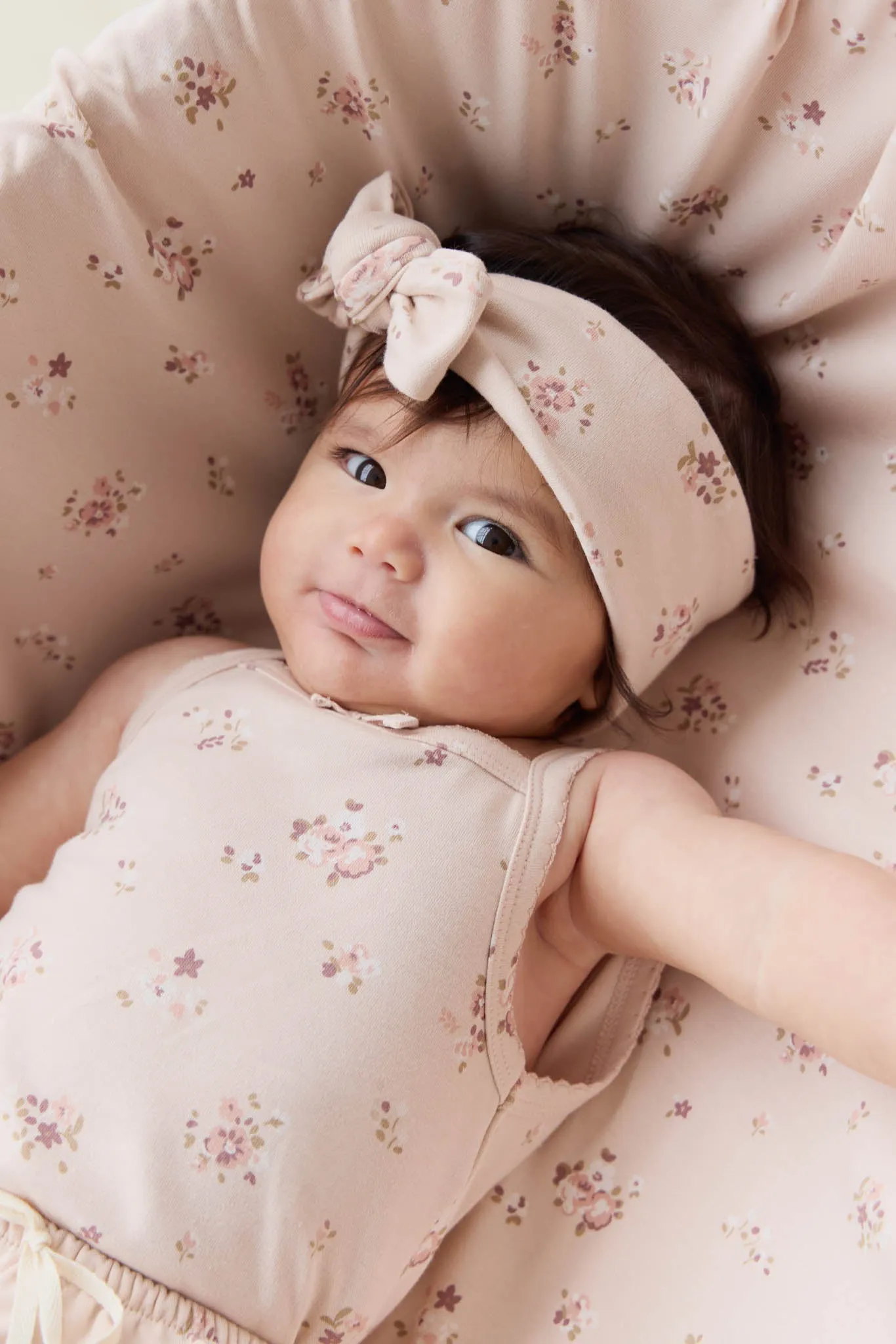 Organic Cotton Bridget Singlet Bodysuit - Petite Fleur Soft Peony