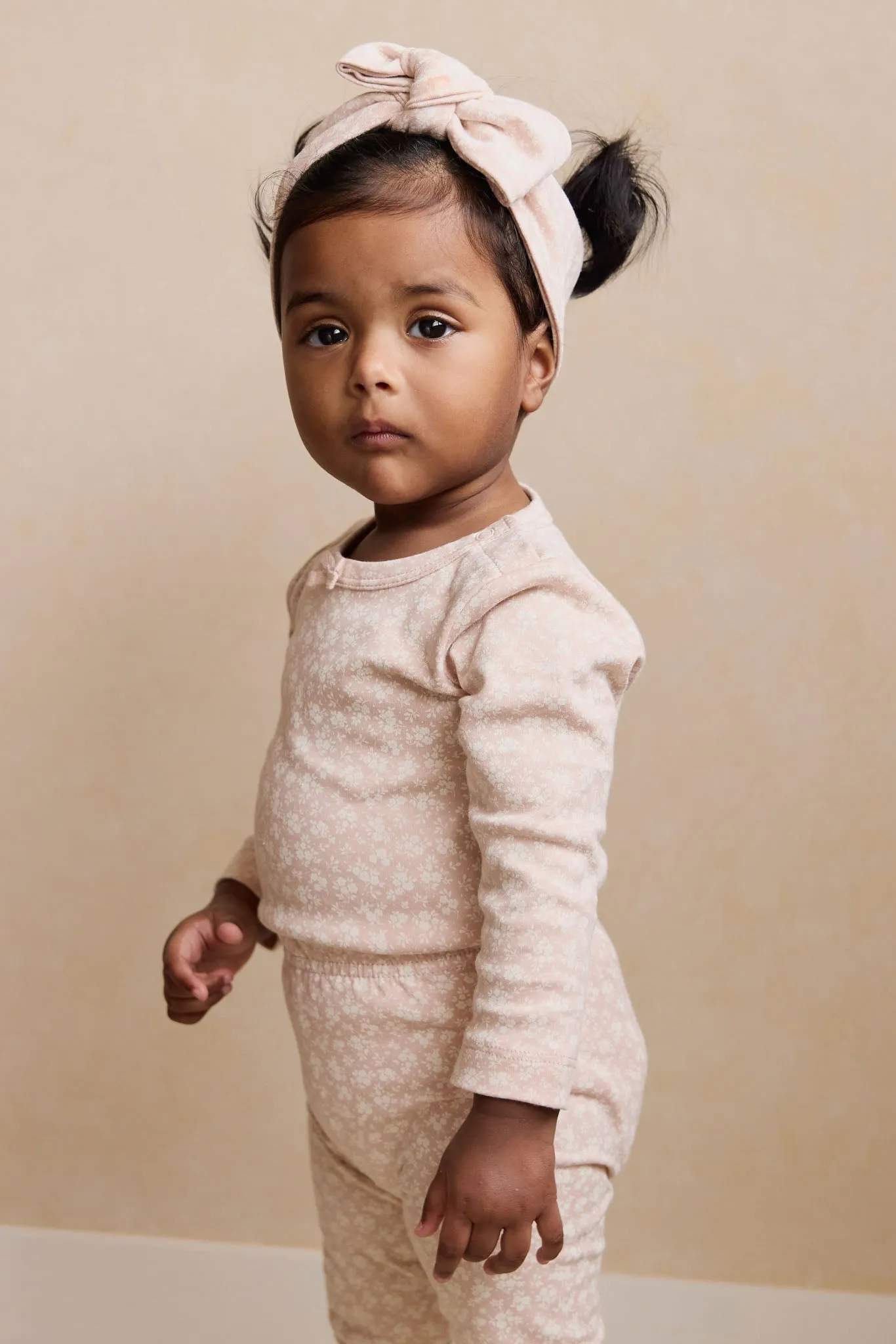 Organic Cotton Long Sleeve Bodysuit - Rosalie Field Rose