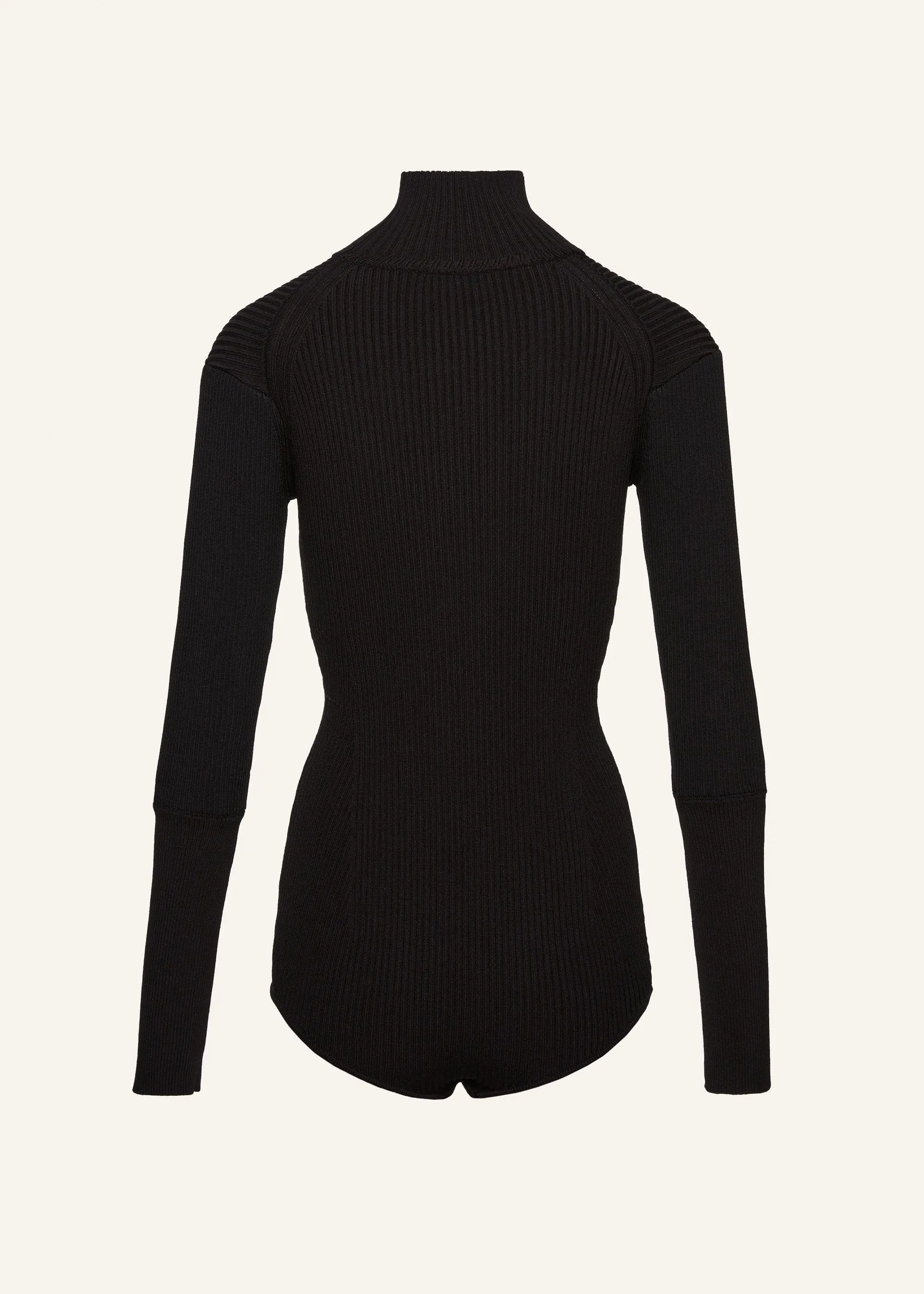 Ribbed high-neck bodysuit in black