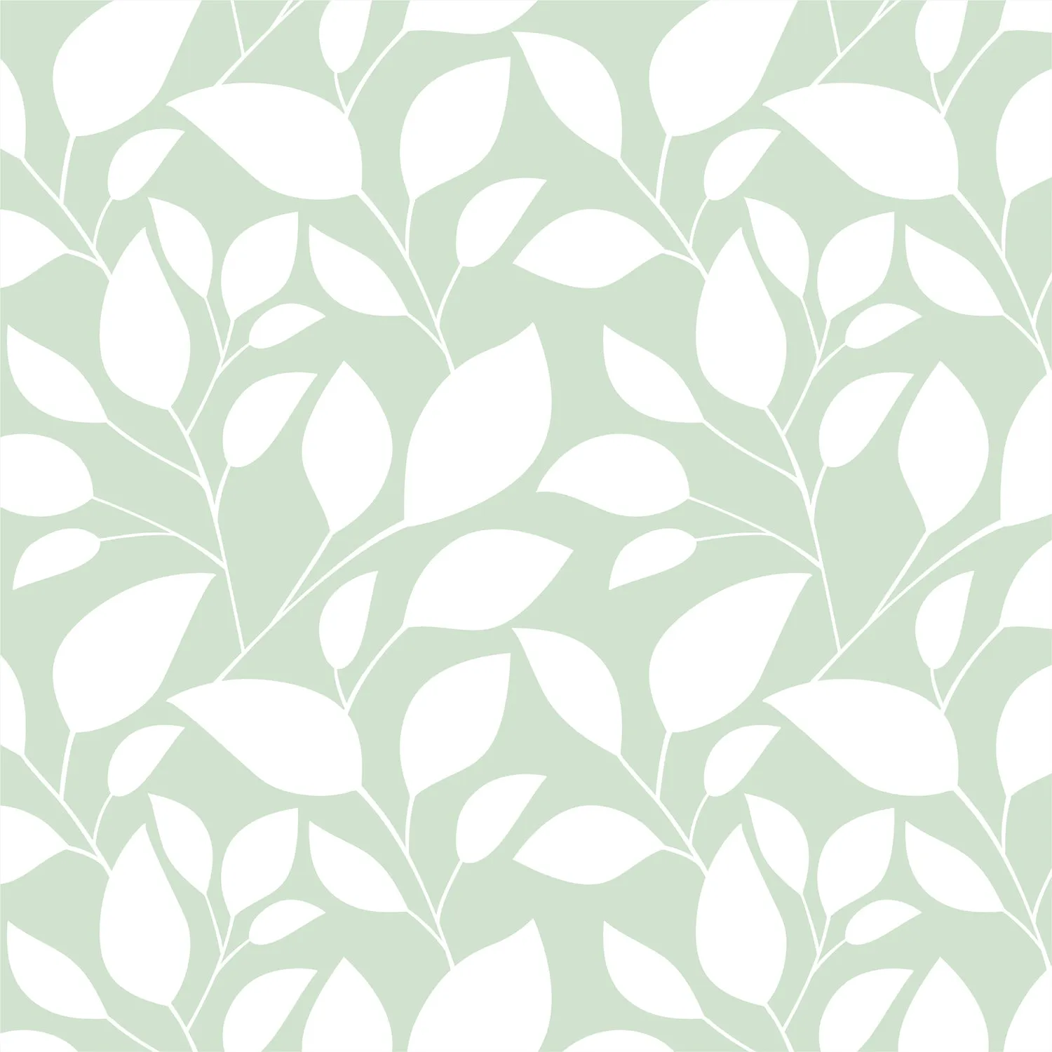 White Leaves in Cyan Flat Wrapping Paper Sheet 19.7" X 27.6"